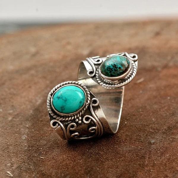 Anillo Doble Turquesa Ajustable