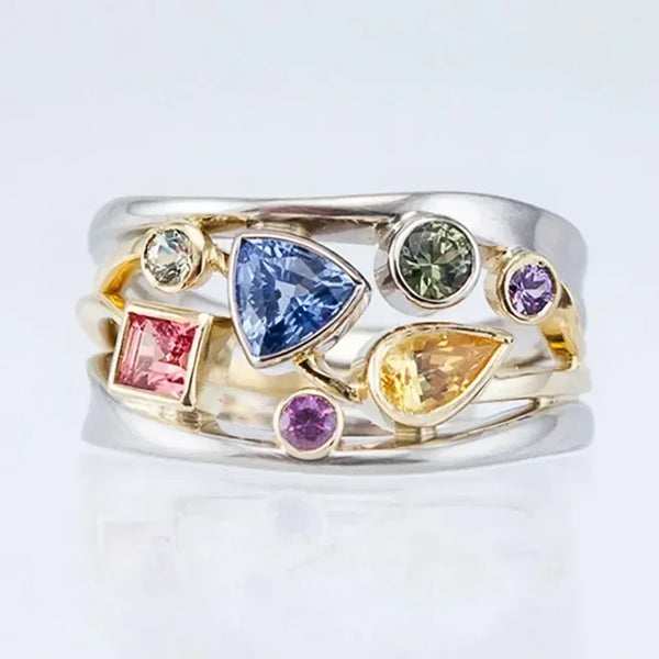 Anillo Vintage de Zircón Colorido