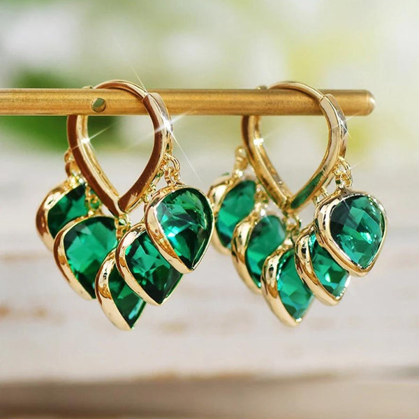Pendientes de Hoja Verde Dorada