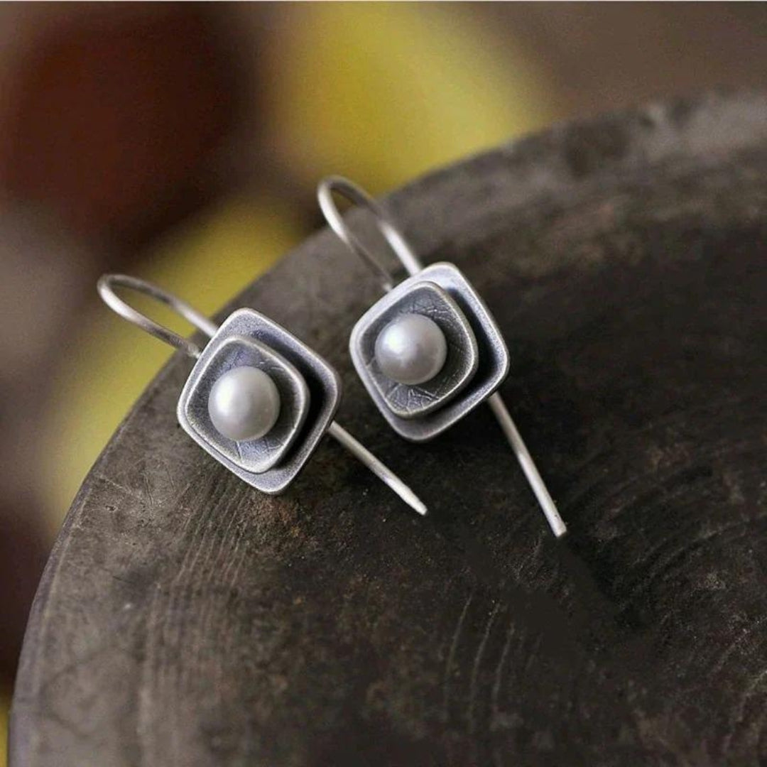 ボヘミアン キュービック パール ピアス