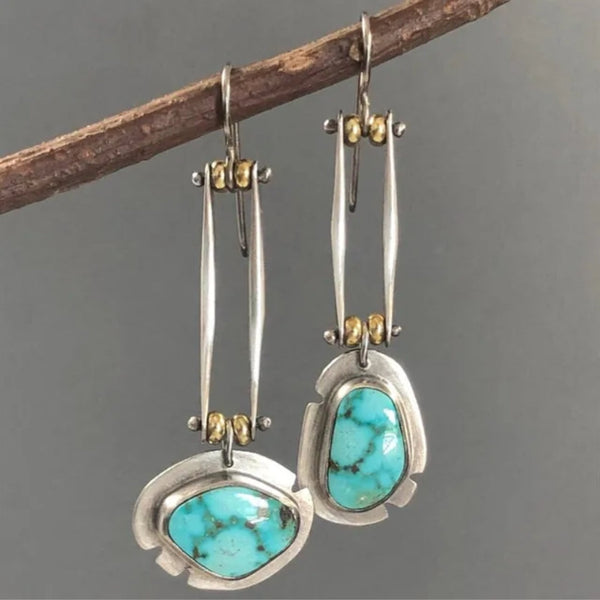 Pendientes Vintage de Piedra Turquesa Mecánica