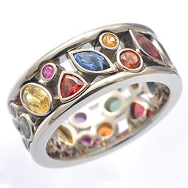 Anillo de Plata con Zircón Colorido Vintage