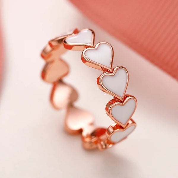 Anillo Vintage Witte Hart Roze Gouden