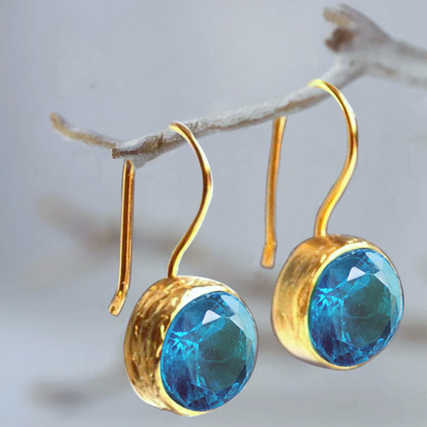 Pendientes de Oro con Cristales Azules Vintage