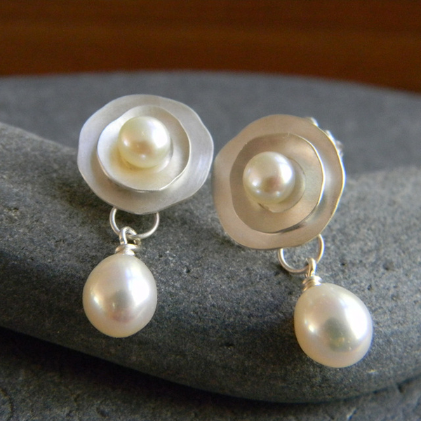 Pendientes de Perla de Plata Vintage