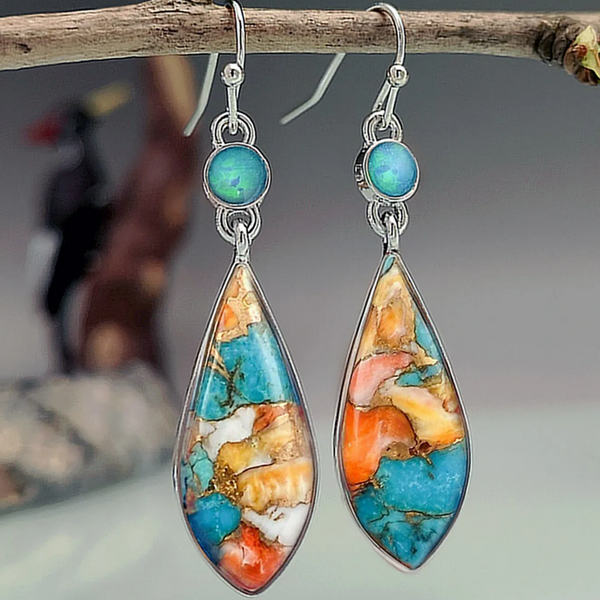Pendientes de Piedra Colorida Vintage