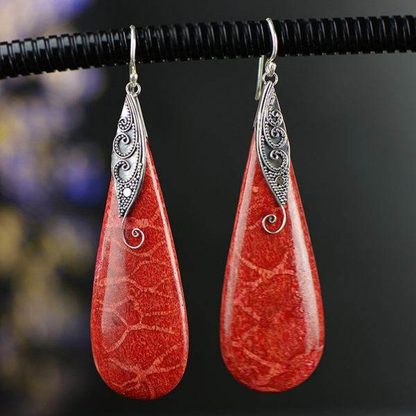 Pendientes de Plata Vintage Rode Steen