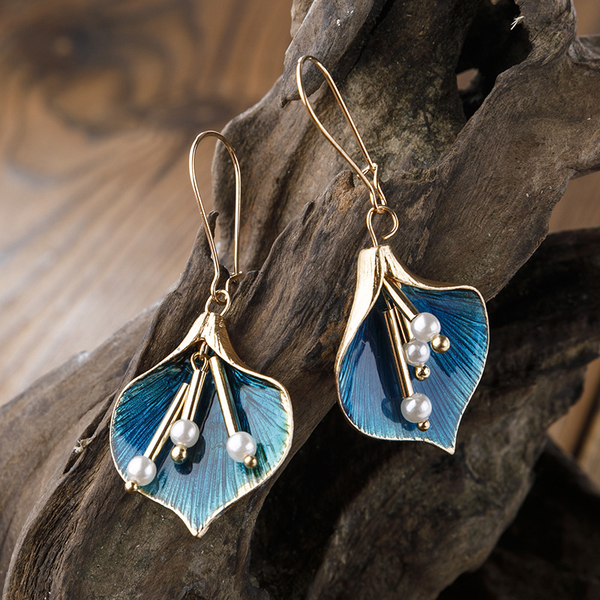 Pendientes de Plata Vintage Azul Loto