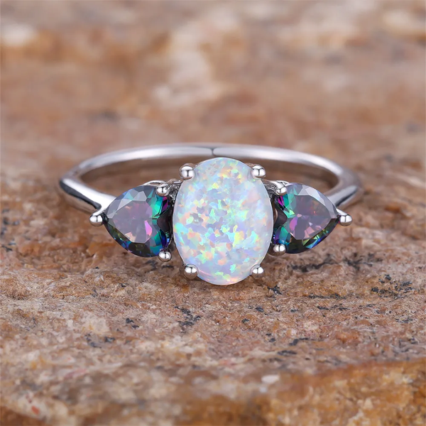 Anillo Vintage de Ópalo Colorido