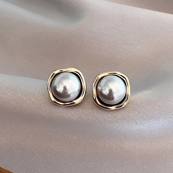 Pendientes de Perla Negra Vintage Elegante