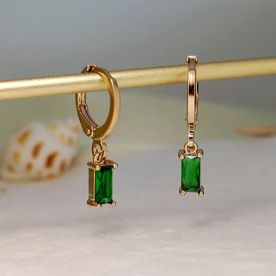 Pendientes de Cristal de Linterna Verde
