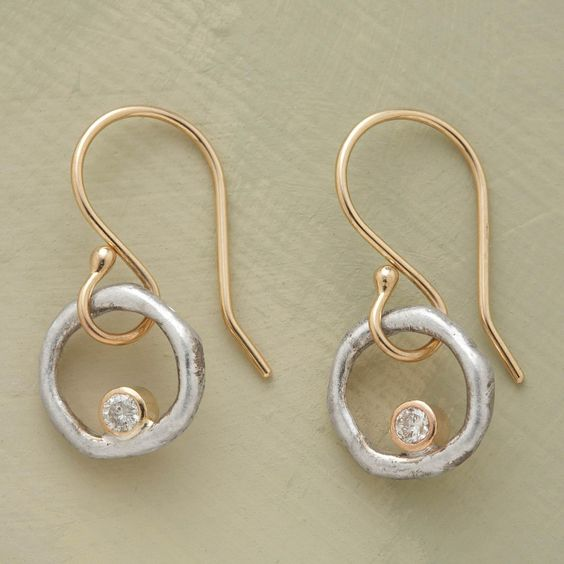 Pendientes Vintage de Zirconia Dorados y Plateados