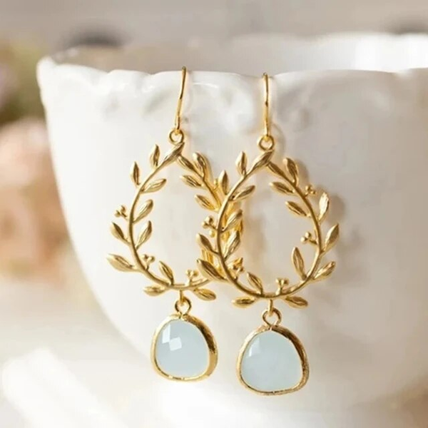 Pendientes Vintage de Ópalo Blanco y Oro