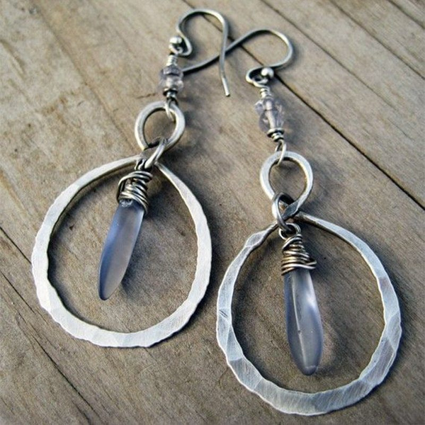 Pendientes Oceánicos de Cristal Azul Vintage