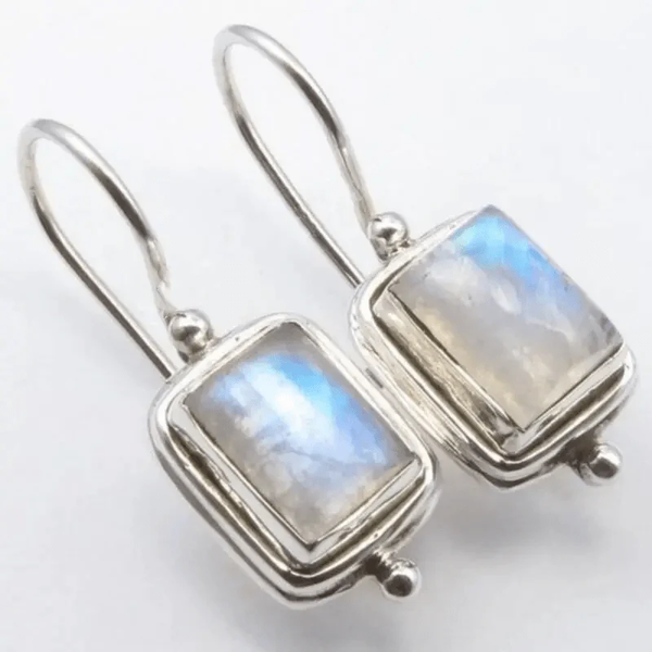 Pendientes de Piedra Luna Cuadrados Vintage