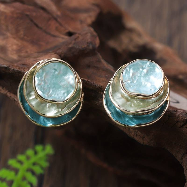 Pendientes Redondos Vintage Pintados a Mano de Varios Niveles
